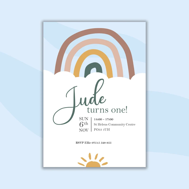 Rainbow party invitation design