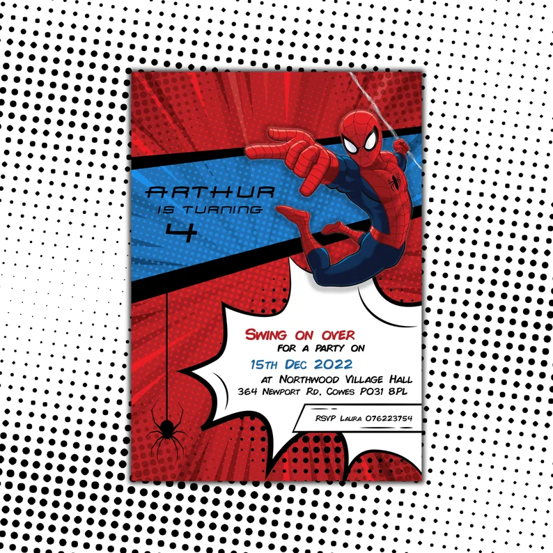 Spiderman party invitation design